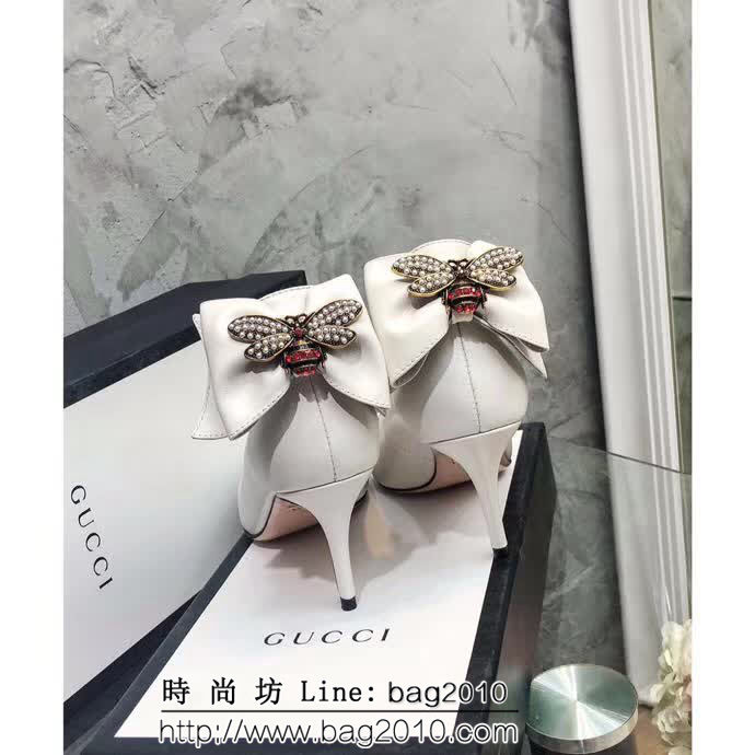 GUCCI古馳 18早春系列 代購品質 RMB古典美學皮革蝴蝶結 中跟單鞋 QZS1398